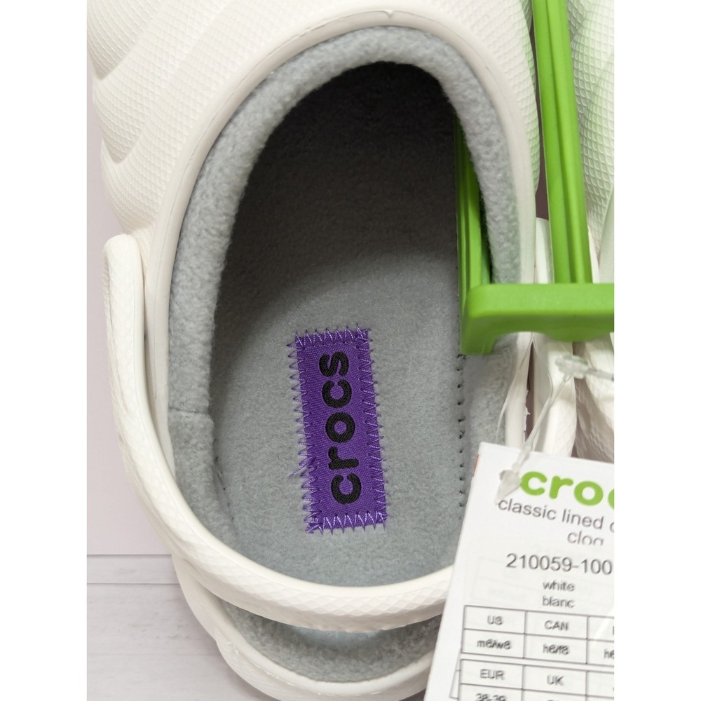 Adult Crocs Classic Lined Overpuff Clog Size W-8 M-6 WHITE Warm Slip On Slippers - Picture 4 of 12